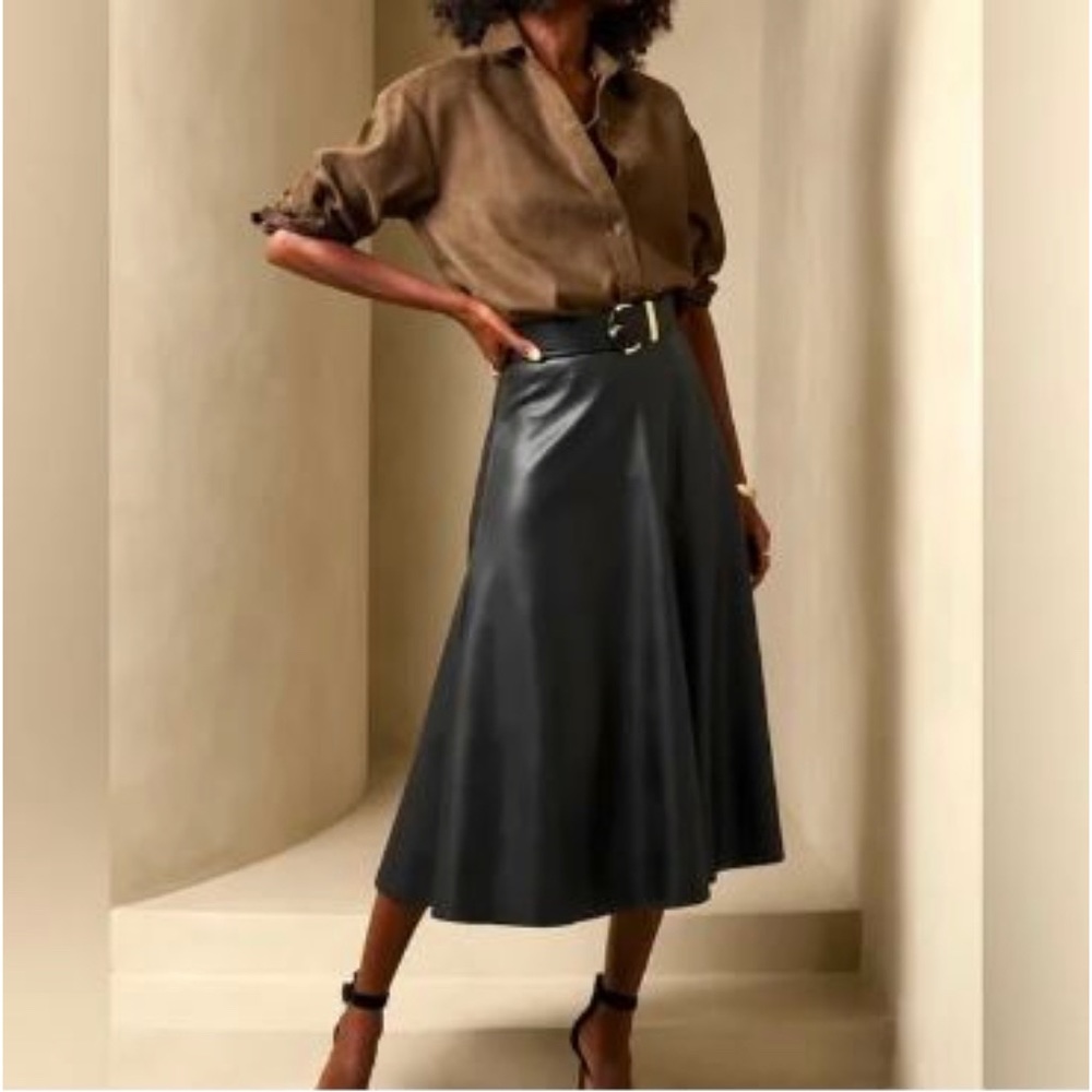 Banana Republic Leather Circle Skirt